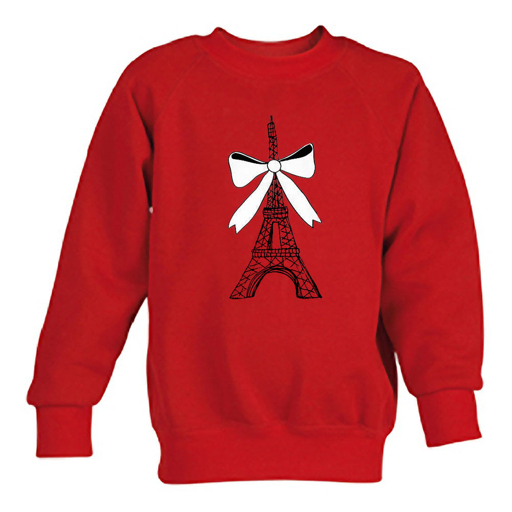 Eiffel Tower Heart Pattern Print Men Women Pullover Hoodie