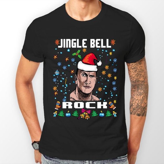 Jingle Bell Rock Dwayne Johnson Funny Ugly Christmas T Shirt -   Jingle Bell Rock Dwayne Johnson Funny Ugly Christmas T  Shirt