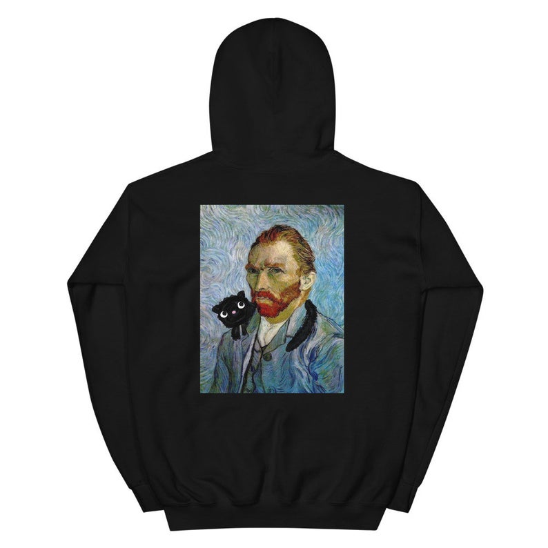 Vincent Van Gogh Cat Hoodie Back - newgraphictees.com Vincent Van Gogh ...