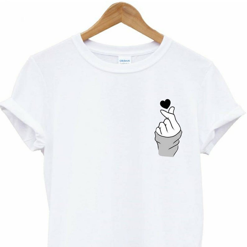 Kpop Finger Heart T Shirt - newgraphictees.com Kpop Finger Heart T Shirt
